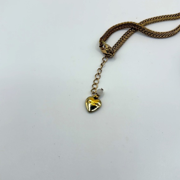 Betsey Johnson Blue Cord Bow Opalescent Rhinestone Gold Tone 16 - 19" Necklace - Picture 5 of 5